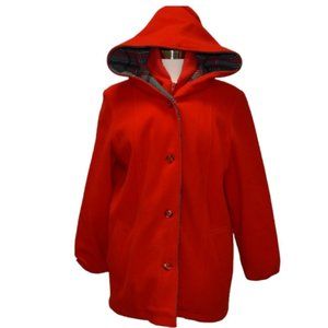 Vintage Sherwood of Ohio Red Wool Hooded Coat